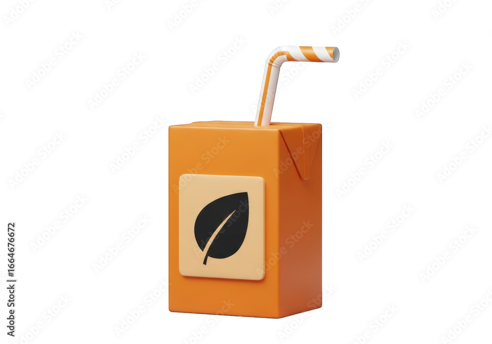 Aufkleber a refreshing 3d render of a juice box with a striped straw on a transparent background, ideal for be