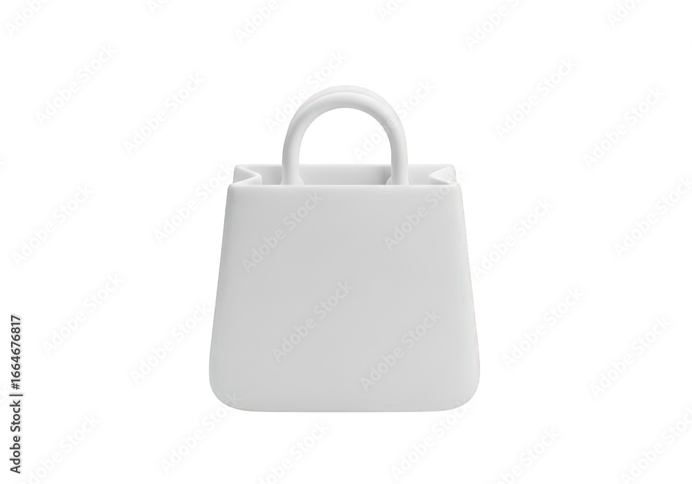 Poster simple 3d rendering of a white shopping bag with handles on a transparent background, perfect for e-