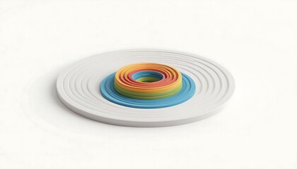 Colorful paper quilling circles isolated on white background create a vibrant design