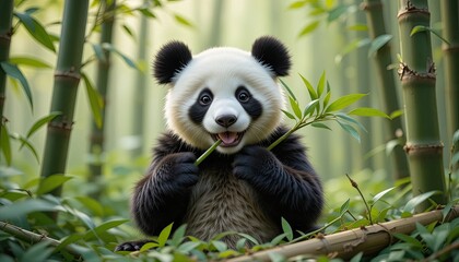 Obraz premium panda eating