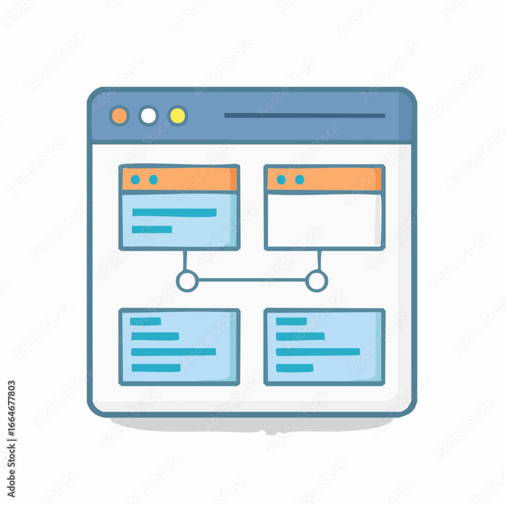 Poster cartoonish interface depicting data flow and information display