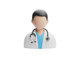 Fototapeta premium A Professional 3D Illustration of a Doctor Wearing a Stethoscope and Lab Coat, Set Against a Transparent Background, Perfect for Healthcare and Medical-Themed Projects