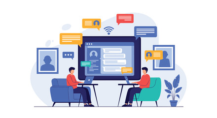 Naklejka premium Digital communication between individuals using modern technology for business interactions and collaboration