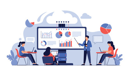 Presenting financial data analysis and business growth strategies to a team of professionals