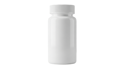 White Medicine Bottle with Childproof Cap on Transparent Background