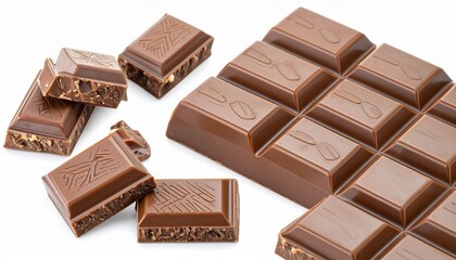 Delicious Swiss chocolate bars isolated on white. Great for food branding, dessert ads, and confectionery promotion.