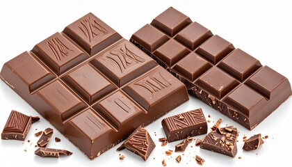 Delicious Swiss chocolate bars isolated on white. Great for food branding, dessert ads, and confectionery promotion.