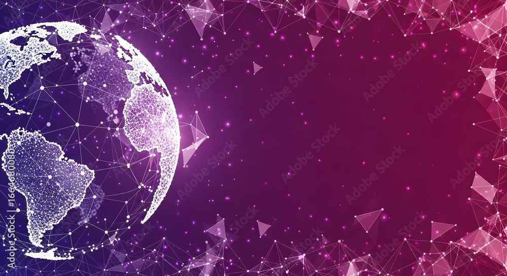 Poster abstract digital earth globe with network connection and data communication on a futuristic backgrou