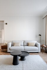 Light-filled living room with neutral color palette