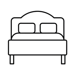 Simple outline icon of a bed with half tucked covers