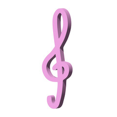 Fototapeta premium 3d treble clef. Hand drawn musical symbol. Single element for print, web, design, decor, logo