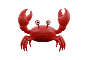 Cheerful Red Cartoon Crab with Raised Claws on Black Background High Resolution Image Ideal for Illustration Projects