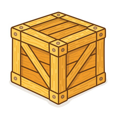 Wooden shipping crate designed for transporting and storing goods safely kawaii doodle flat 2D cartoon vector illustration