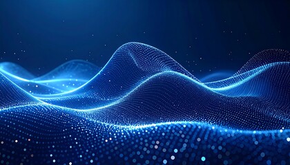 Fototapeta premium Abstract Blue Particle Wave Visualization