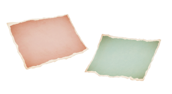 Vintage Colored Paper Notes on Transparent Background for Creative or Artistic Projects