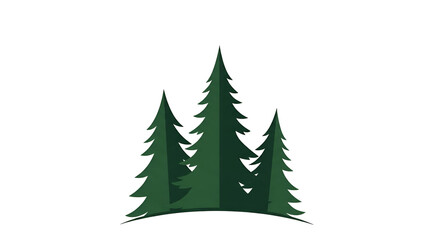 Obraz premium Dark Forest Silhouette with Green Pine Trees on Transparent Background