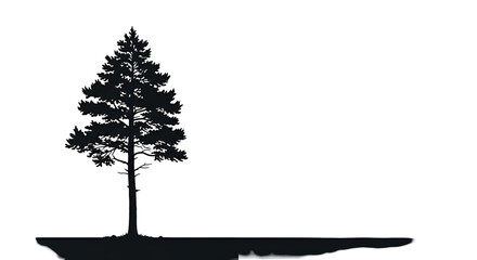 Fototapeta premium Silhouette of a Tall Pine Tree Against a Dark Night Sky with Sparkling Stars
