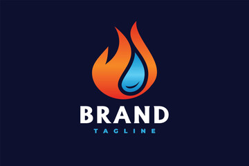 fire and water drop logo