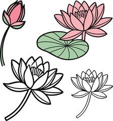 Minimal Lotus Icons – Elegant Flower Vector Graphic for Design