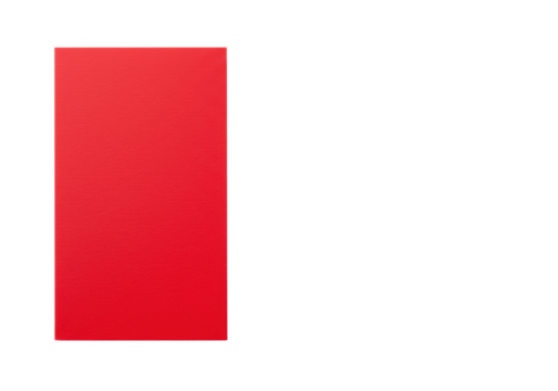 Vivid crimson red blank card with fine texture, isolated on a seamless transparent background with expansive copy space, soft high-key studio lighting, top-down shot, concept for urgent messaging