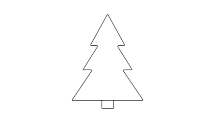 Minimalist Christmas Tree Outline on Transparent Background for Holiday Decor