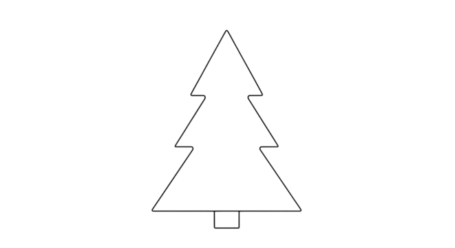 Minimalist Christmas Tree Outline on Transparent Background for Holiday Decor