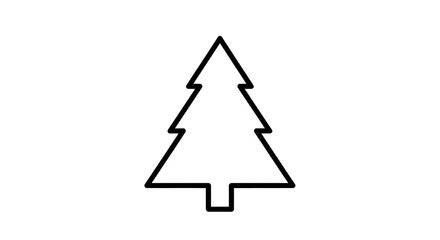Minimalist Black Christmas Tree Line Art Illustration for Holiday Decor