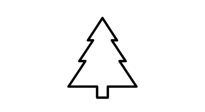 Minimalist Black Christmas Tree Line Art Illustration for Holiday Decor