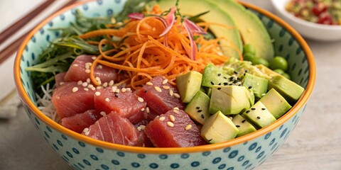 Vibrant Tuna Poke Bowl with Fresh Veggies
