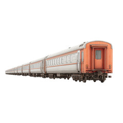 Obraz premium long train with orange and silver cars, showcasing vintage design and detailed features, set against plain background