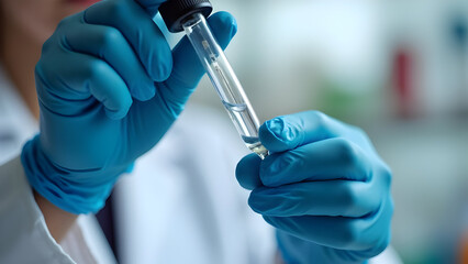 Biochemist Pipetting Assay Solution Into Micro Test Tube