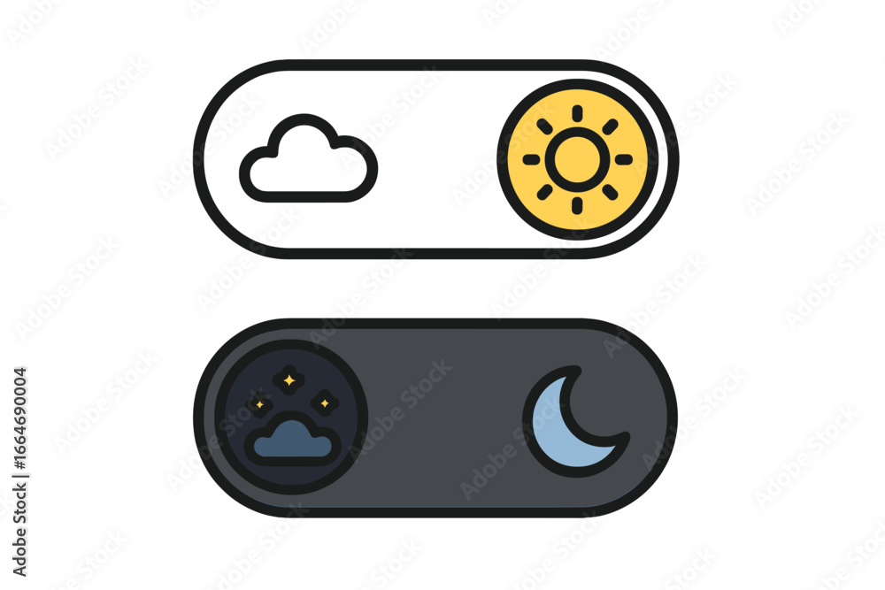 Aufkleber vector day and night mode toggle switch icon for mobile app interface design. light and dark theme u