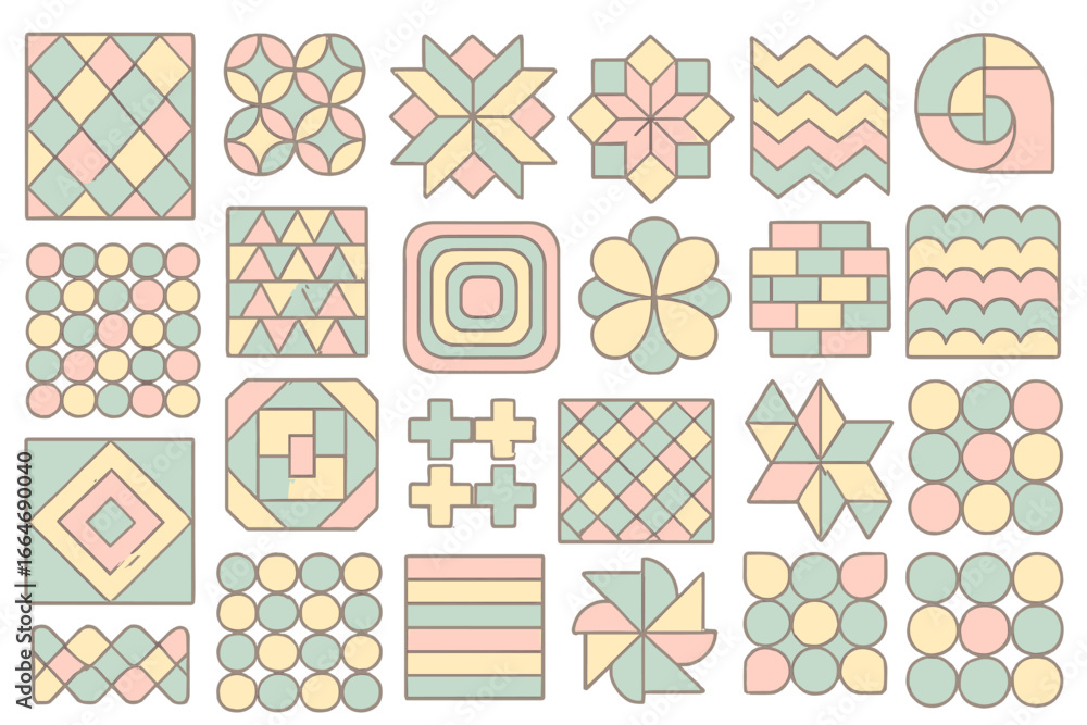 Poster big set of geometric shapes. collection of retro 80s 90s style abstract pattern elements. minimalist