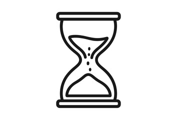 Minimalist hourglass line icon representing the passage of time. Vector symbol for concepts like deadline, waiting, countdown, history, and patience. Simple sandglass.