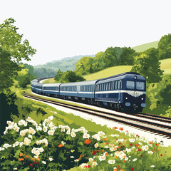 Naklejka premium a passenger train with beautiful scenery