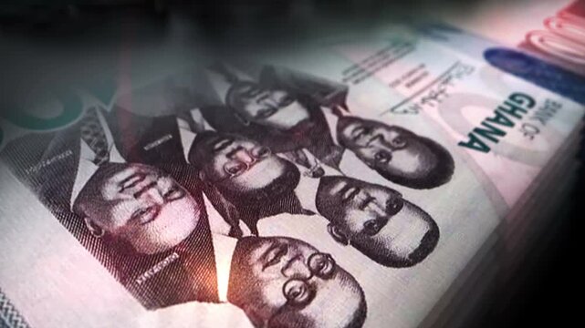 Ghana Cedi Ghanaian money counting. 100 GHC banknotes. Fast cash note count macro loop. Business, finance and economy. Loopable and seamless concept.