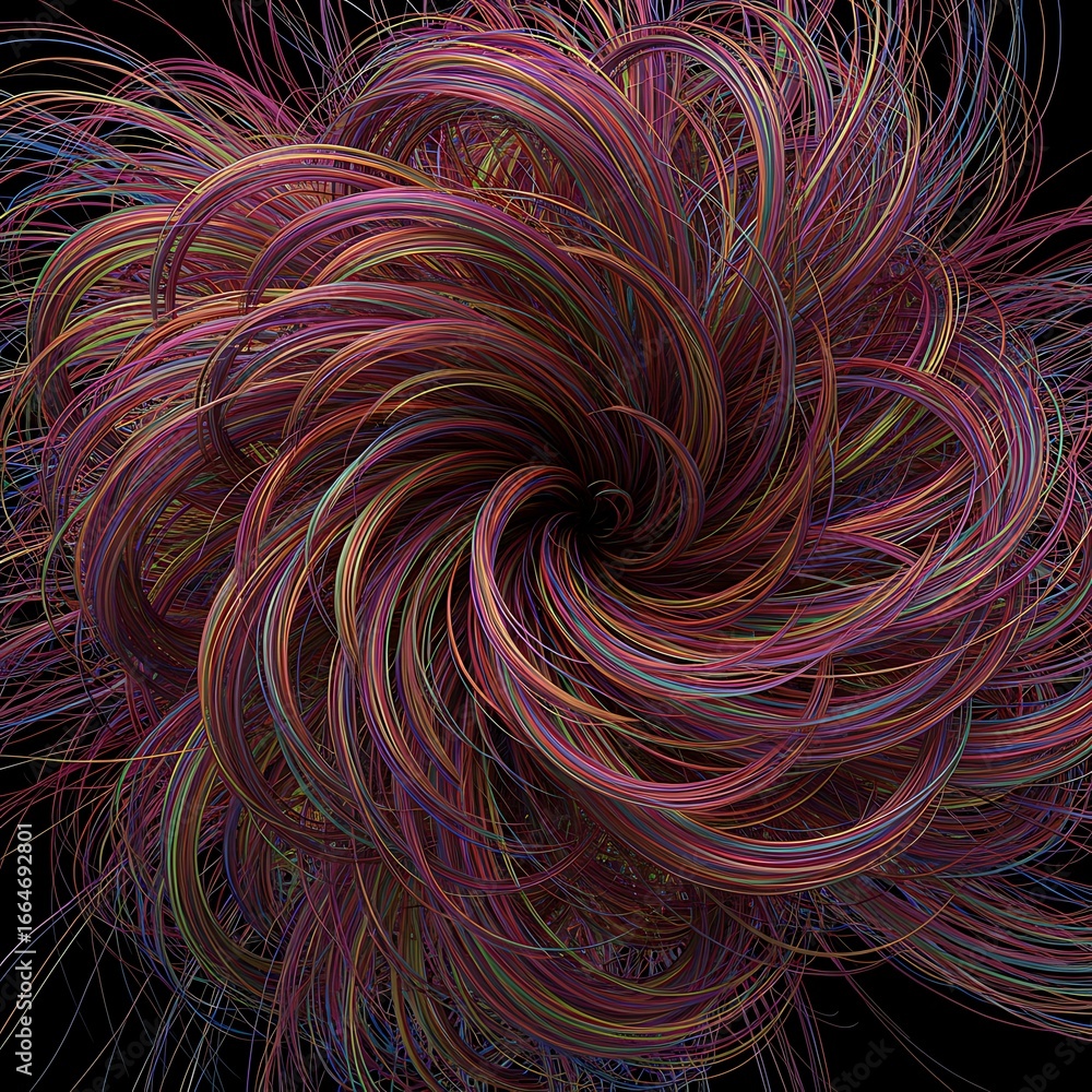 Poster abstract spiral with intricate details and vibrant colors creating a mesmerizing texture