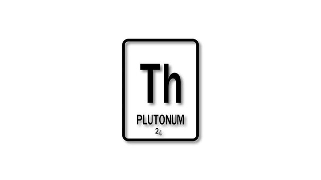 244 as Element 90 of the Periodic Table. Design shows name, atomic weight and element number. black background 4k animation.