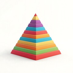 Colorful pyramid of stacked layers isolated on white background for creative design