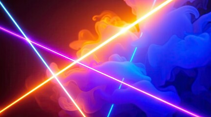 Neon Beams Through Colorful Vapor