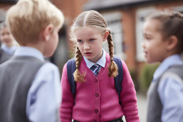 Children bullying their classmate in school