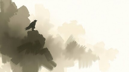 Solitary Figure on a Mountain Top