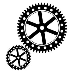 Vector Gear Icon, Mechanical Cogwheel Illustration, Black Gear Symbol, Engineering and Machine Part Vector