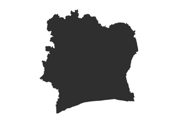 Obraz premium Vector silhouette map of Côte d'Ivoire in simple style 
