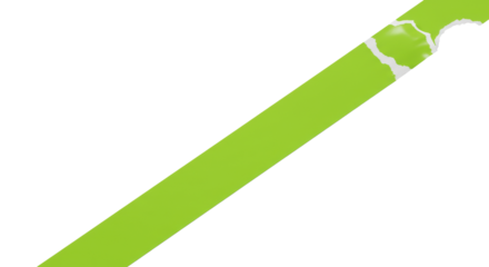 Single vibrant lime green adhesive strip, matte, torn edge, peeled back, against a transparent background with copy space, flat lay, soft studio lighting, high-key, isolated, minimalist design concept
