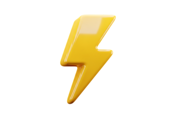 Vibrant Yellow Lightning Bolt on Black Background Power and Energy Conceptual Illustration for Design Projects and Presentations