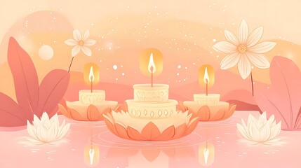 Floating candles in lotus flower shapes