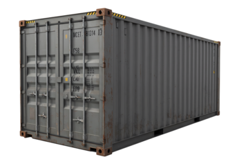 Grey Shipping Container Industrial Cargo Unit isolated on transparent background