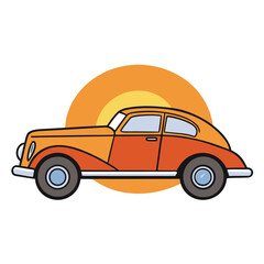 Vintage Automobile with Sun and Outdoor Setting