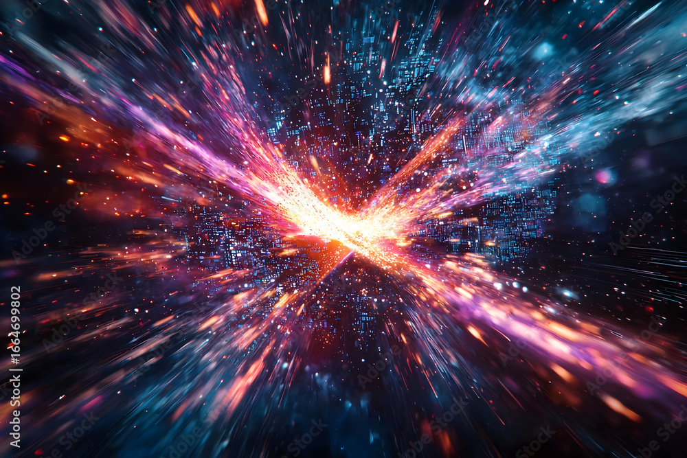 Poster experience the stunning burst of energy and data speed in this abstract digital illustration, perfec